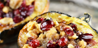 Cranberry Brussels Sprout Stuffed Acorn Squash